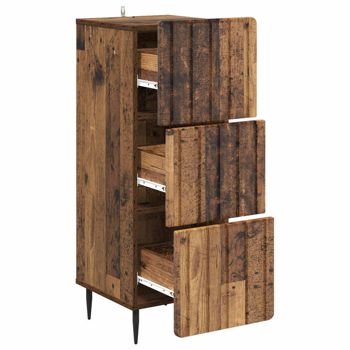 Skuffeskab Gammelt træ 33 x 34,5 x 92 cm Konstrueret træ