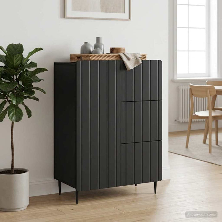 Sideboard med skuffe Sort 66 x 34,5 x 91,5 cm Konstrueret træ