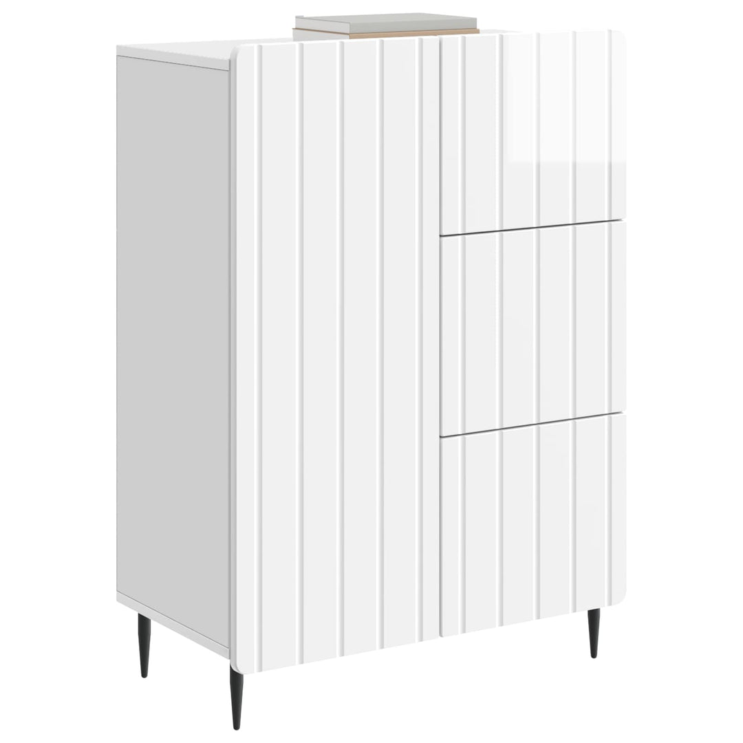 Sideboard Hvid højglans 66 x 34,5 x 91,5 cm Konstrueret træ