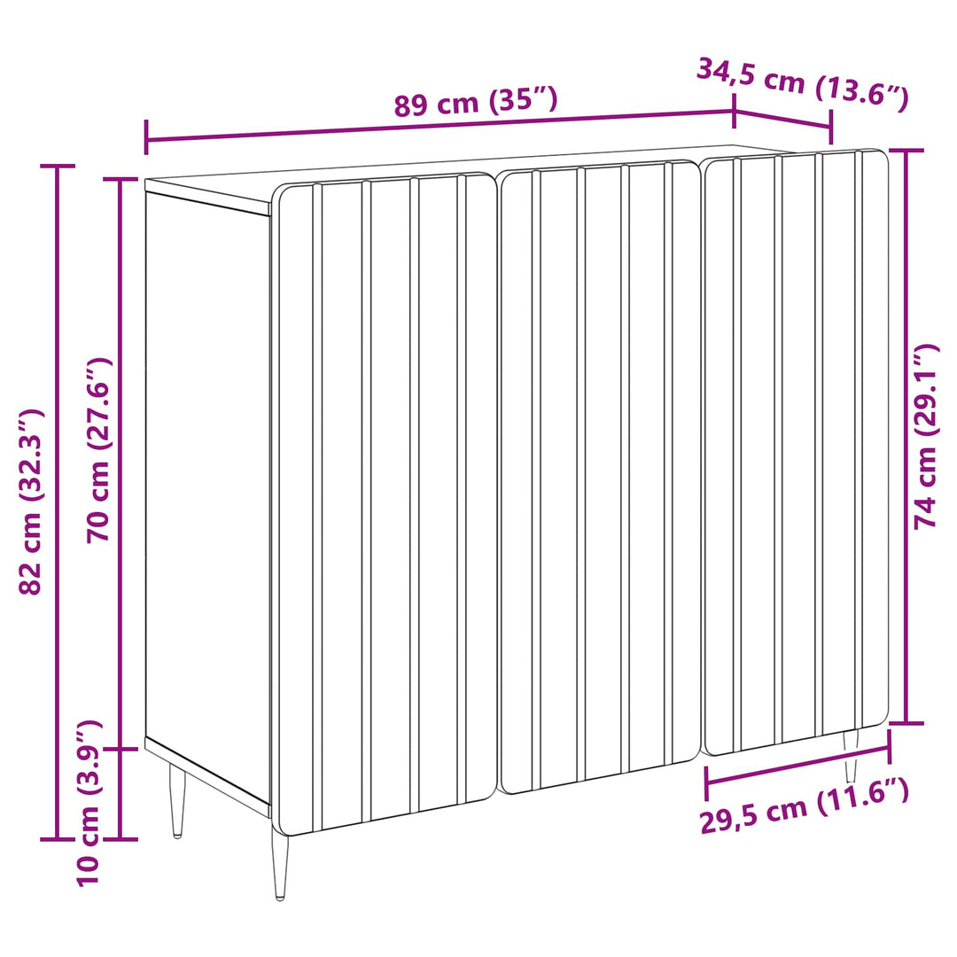Sideboard Hvid 89 x 34,5 x 82 cm Konstrueret træ