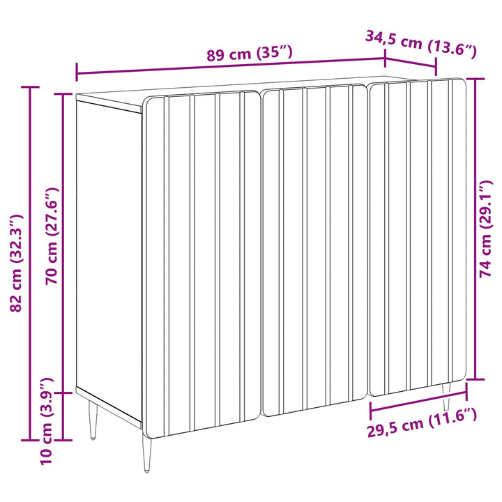 Sideboard Hvid 89 x 34,5 x 82 cm Konstrueret træ
