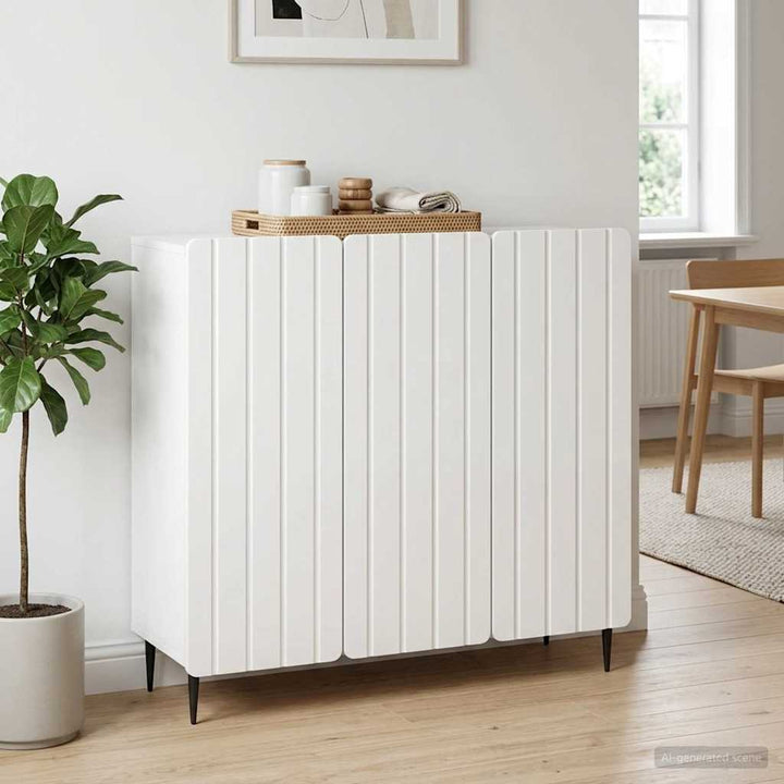 Sideboard Hvid højglans 89 x 34,5 x 82 cm Konstrueret træ