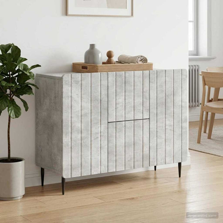 Sideboard med skuffe Betongrå 89 x 34,5 x 62 cm Konstrueret træ