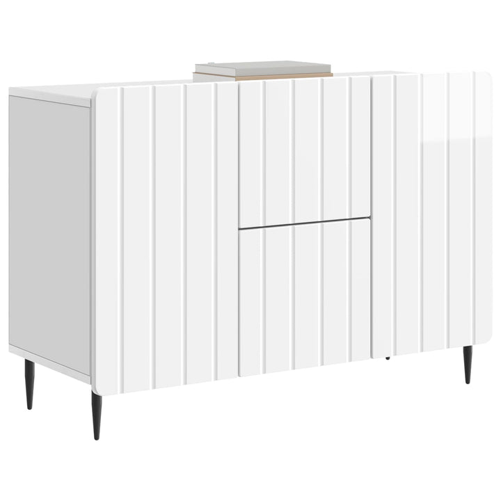 Sideboard Hvid højglans 89 x 34,5 x 62 cm Konstrueret træ