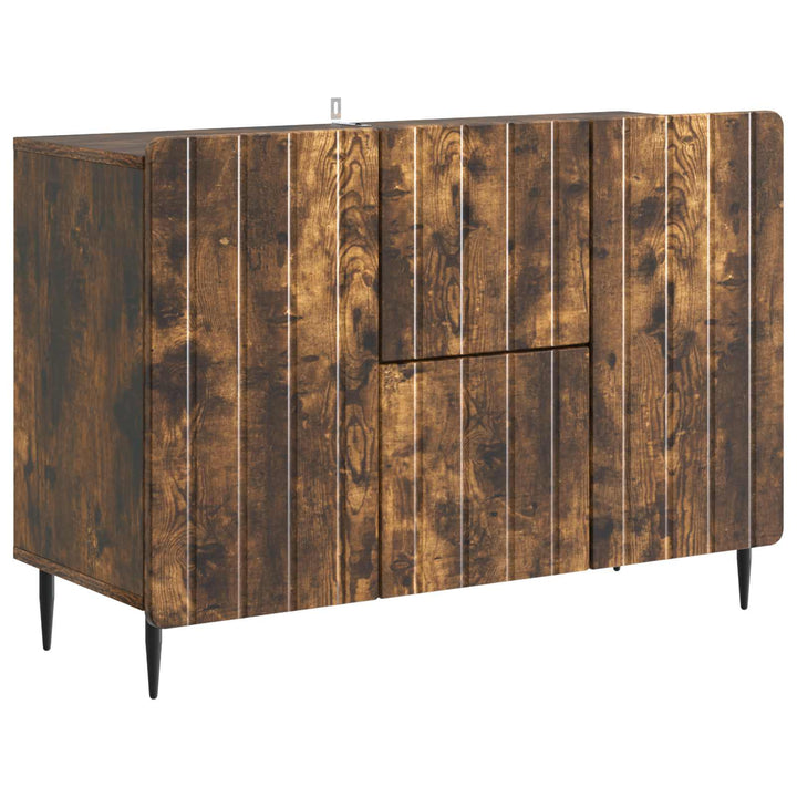 Sideboard med skuffe Røget eg 89 x 34,5 x 62 cm Konstrueret træ