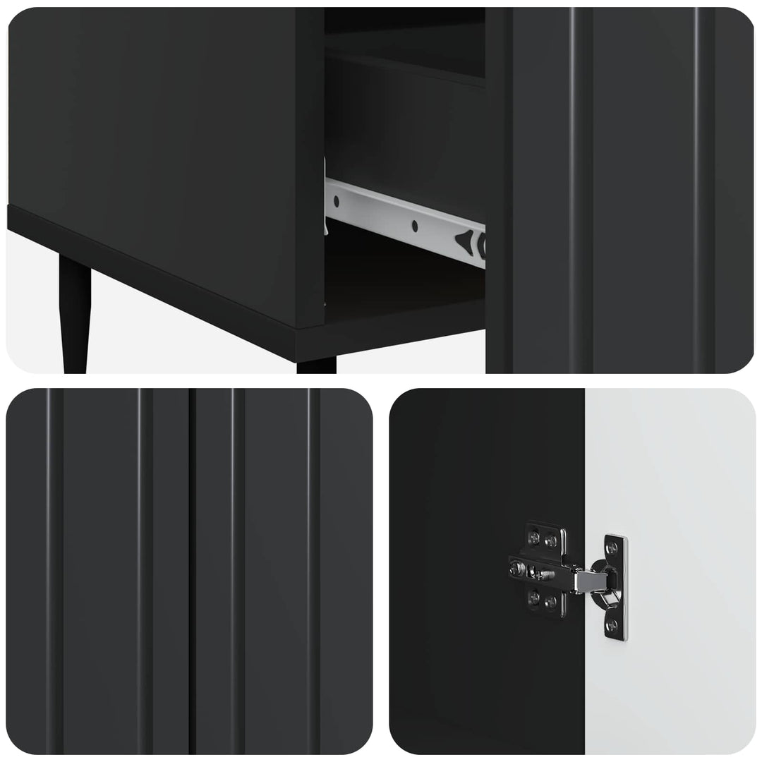 Sideboard med skuffe Sort 66 x 34,5 x 97 cm Konstrueret træ