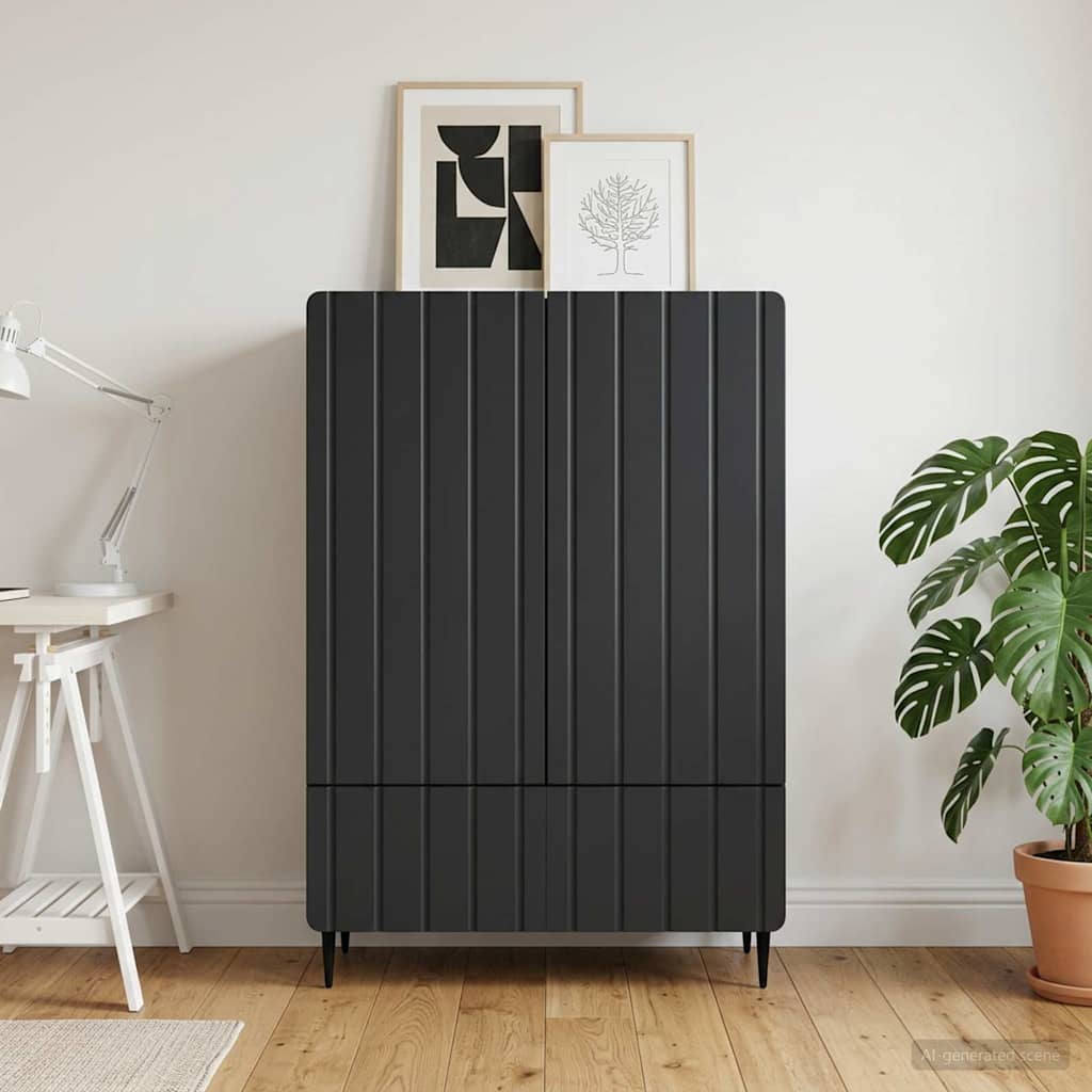 Sideboard med skuffe Sort 66 x 34,5 x 97 cm Konstrueret træ
