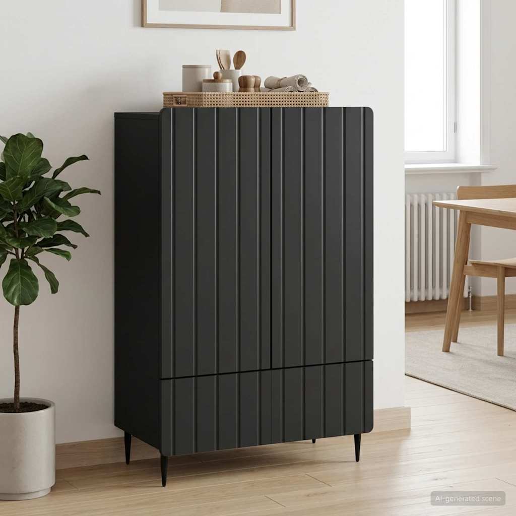 Sideboard med skuffe Sort 66 x 34,5 x 97 cm Konstrueret træ