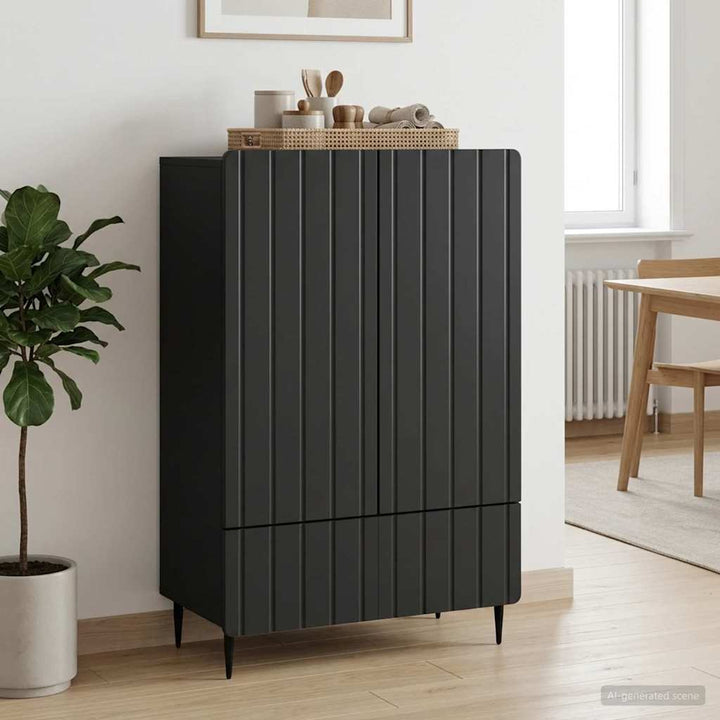 Sideboard med skuffe Sort 66 x 34,5 x 97 cm Konstrueret træ