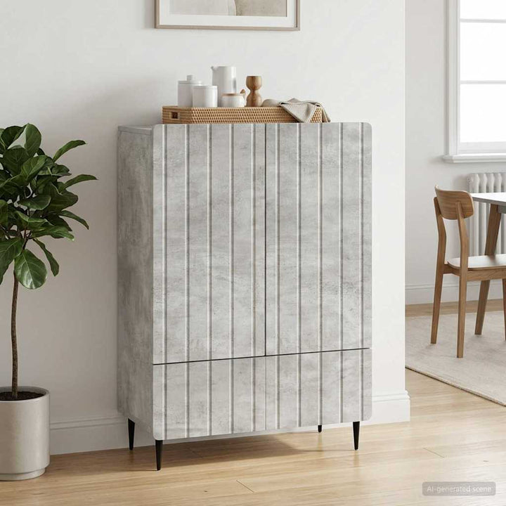 Sideboard med skuffe Betongrå 66 x 34,5 x 97 cm Konstrueret træ