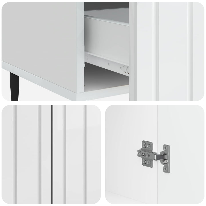Sideboard Hvid højglans 66 x 34,5 x 97 cm Konstrueret træ