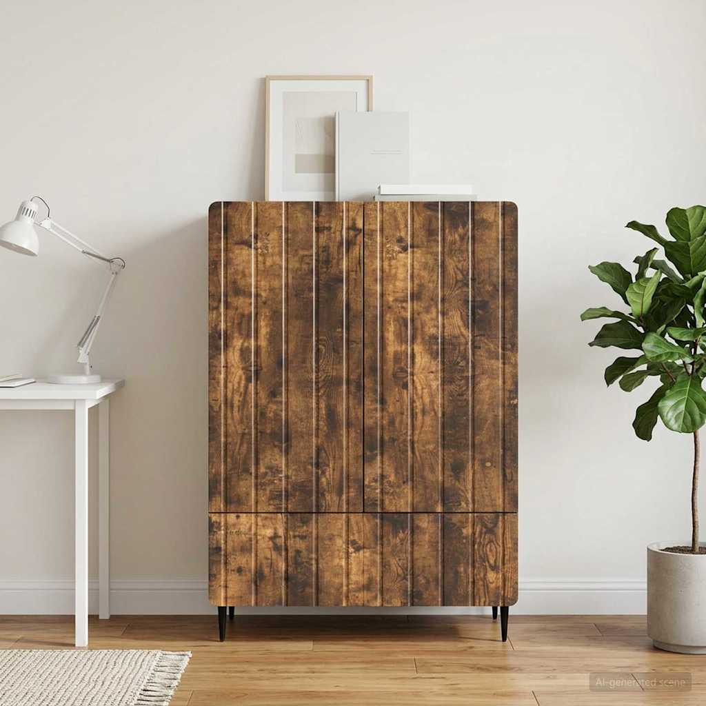 Sideboard med skuffe Røget eg 66 x 34,5 x 97 cm Konstrueret træ