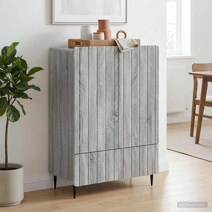 Sideboard Grå sonoma-eg 66 x 34,5 x 97 cm Konstrueret træ