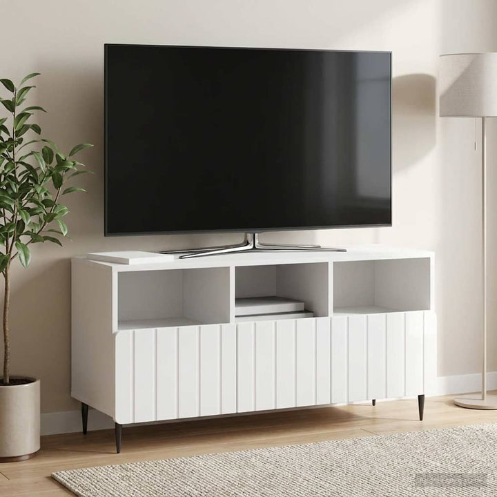 TV-skab Hvid højglans 102 x 34,5 x 50 cm Konstrueret træ