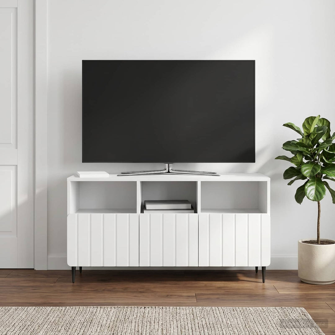 TV-skab Hvid højglans 102 x 34,5 x 50 cm Konstrueret træ