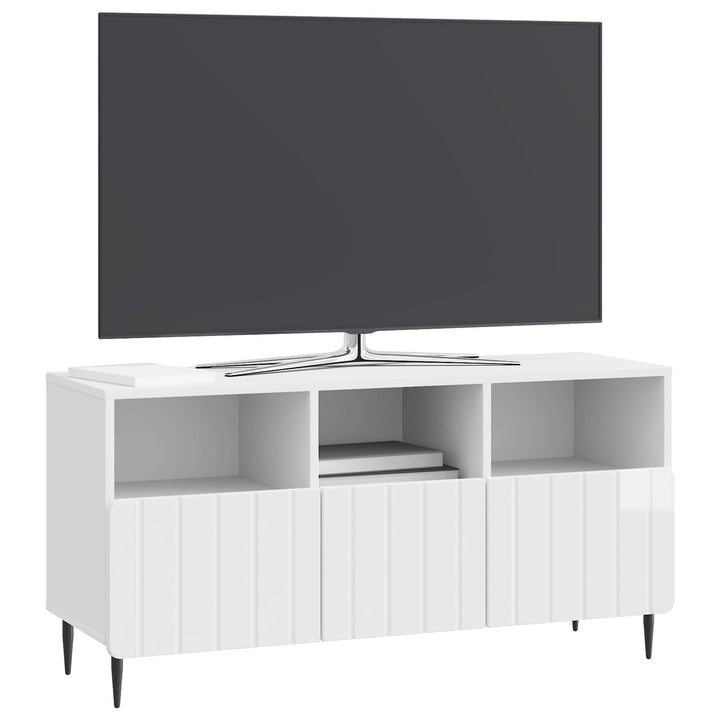 TV-skab Hvid højglans 102 x 34,5 x 50 cm Konstrueret træ