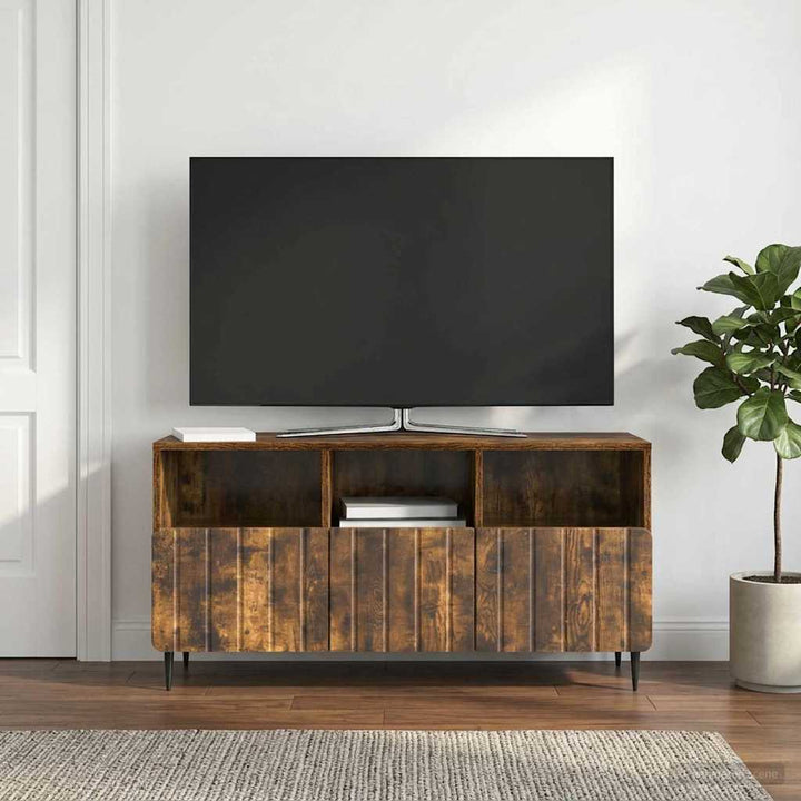 TV-skab med skuffe Røget eg 102 x 34,5 x 50 cm Konstrueret træ