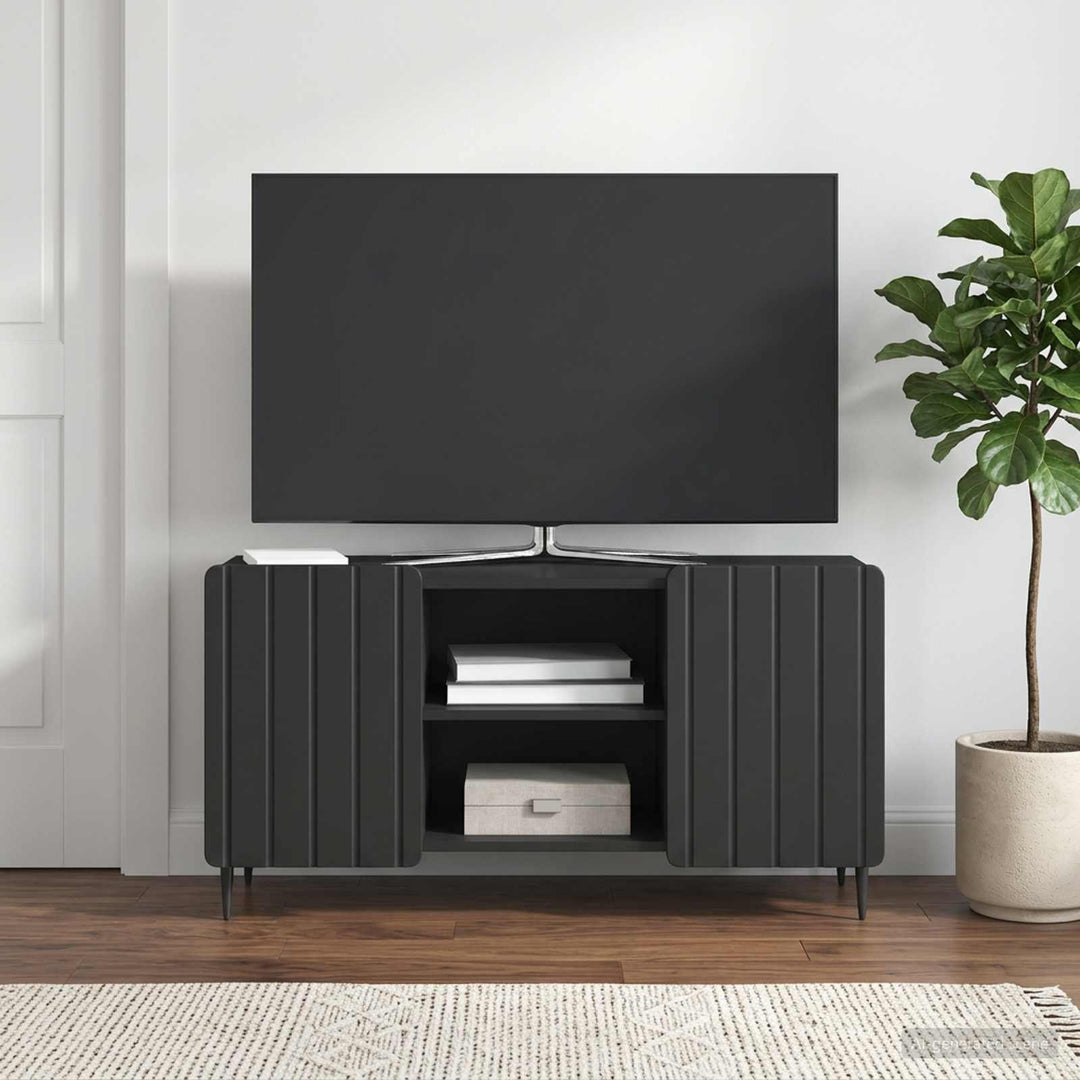 TV-skab Sort 102 x 34,5 x 52 cm Konstrueret træ
