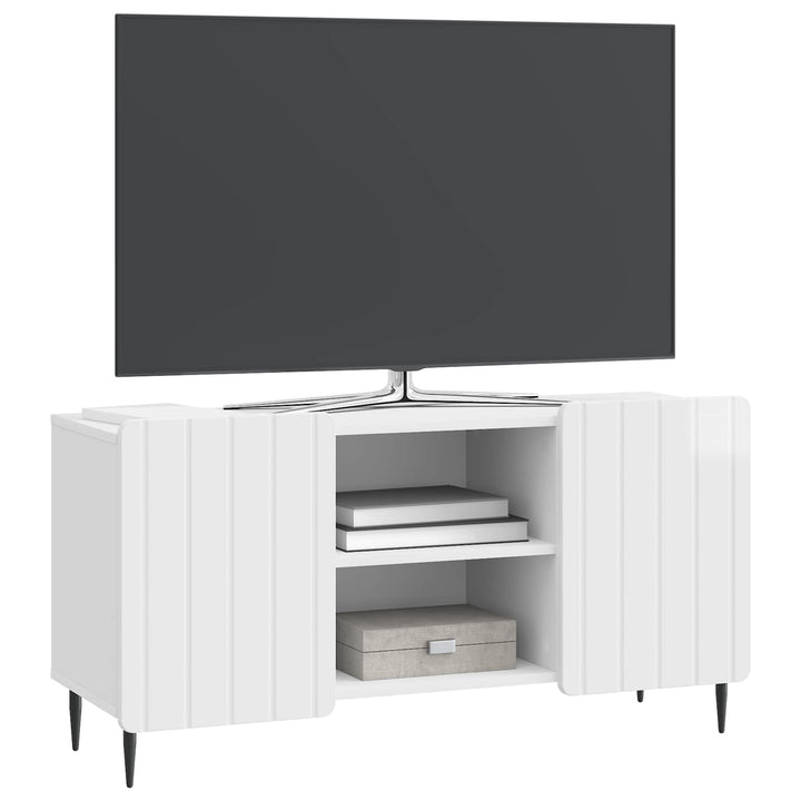 TV-skab Hvid højglans 102 x 34,5 x 52 cm Konstrueret træ