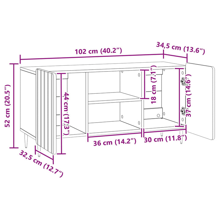 TV-skab 102 x 34,5 x 52 cm Røget eg Konstrueret træ