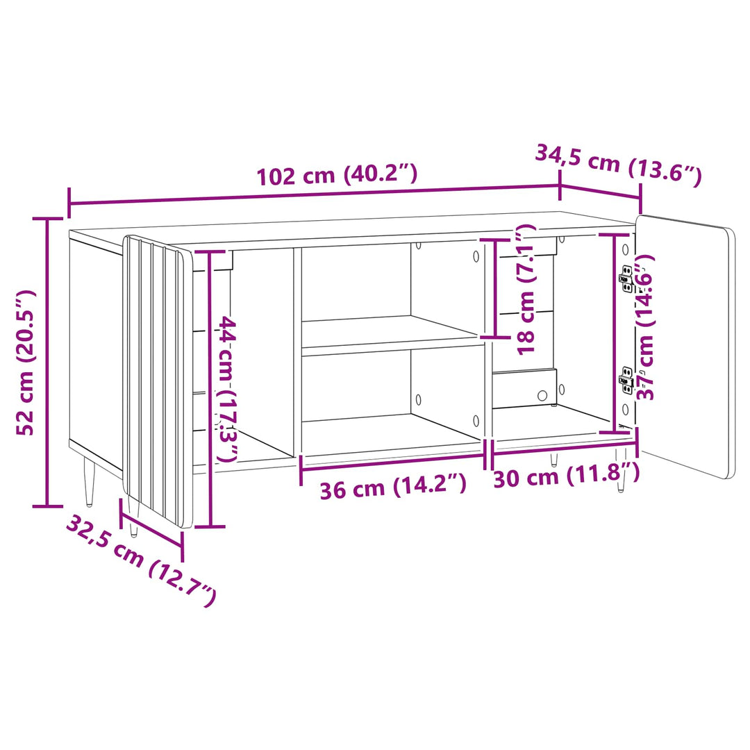TV-skab 102 x 34,5 x 52 cm Artisan-eg Konstrueret træ