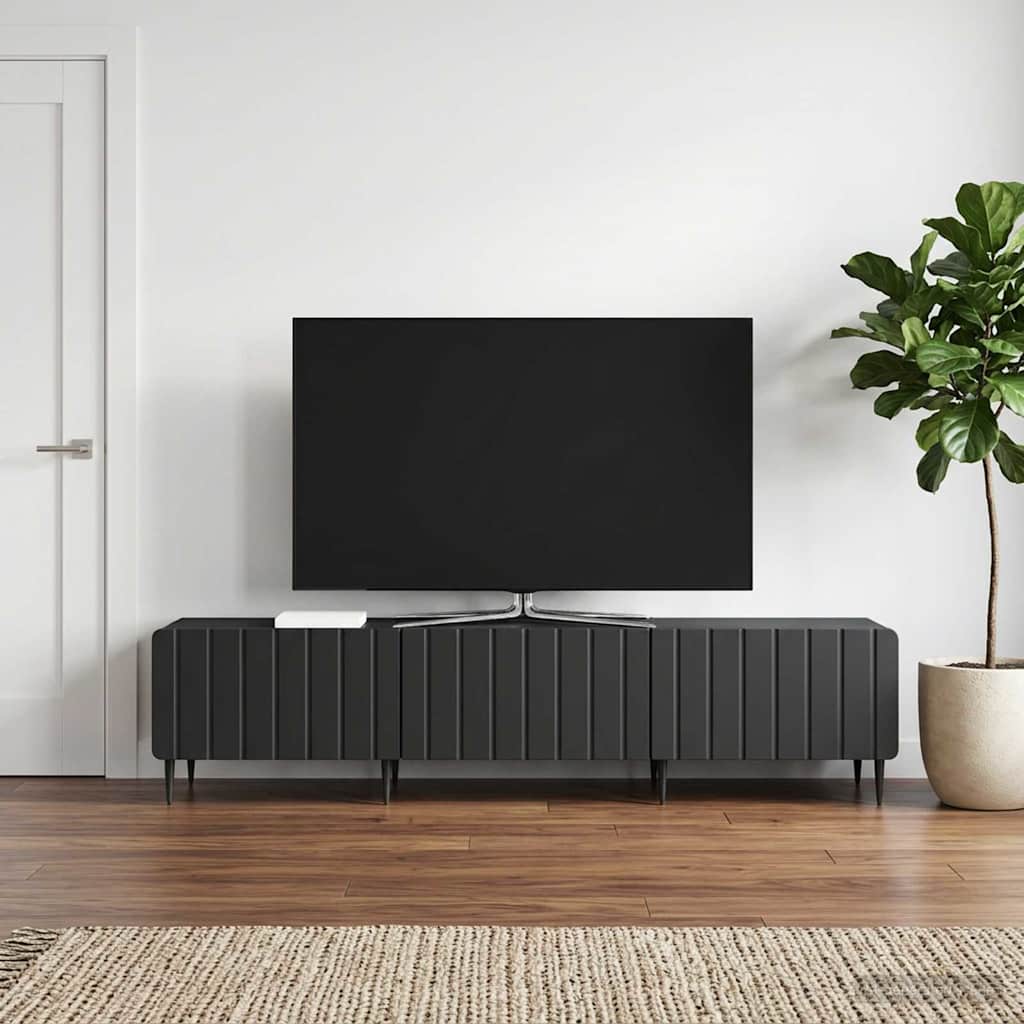 TV-skab med skuffe Sort 147 x 34,5 x 32 cm Konstrueret træ