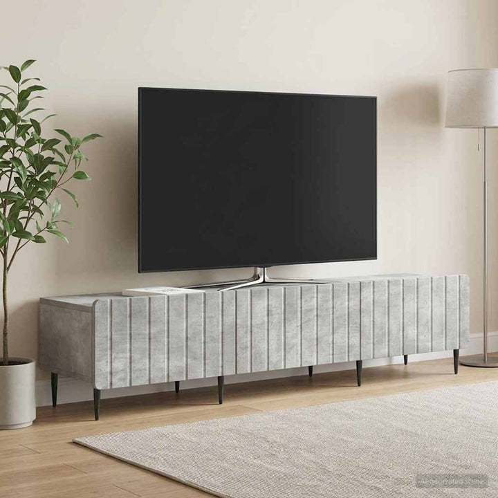 TV-skab med skuffe Betongrå 147 x 34,5 x 32 cm Konstrueret træ