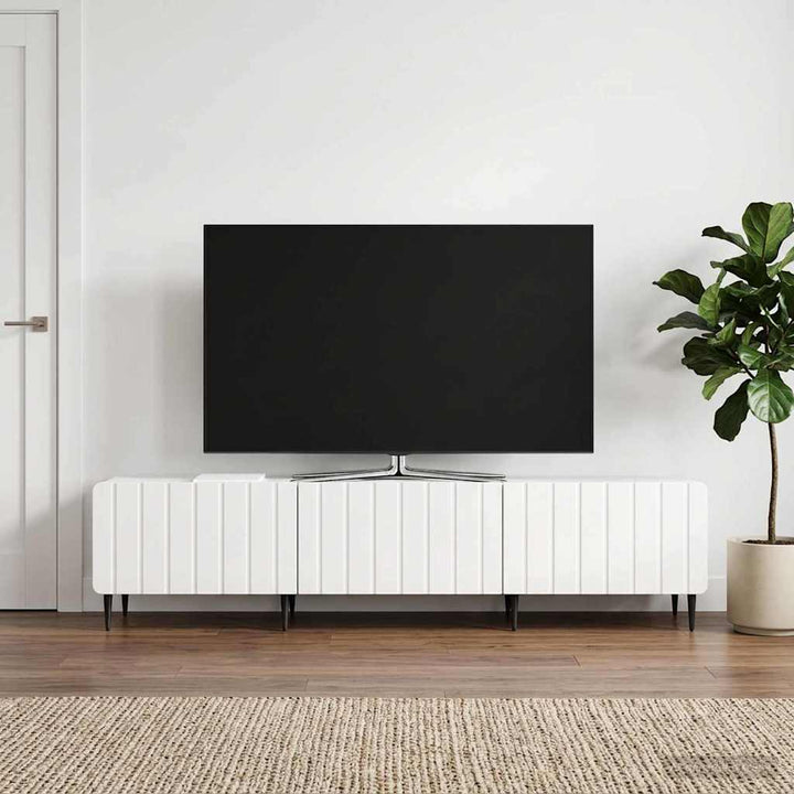 TV-skab Hvid højglans 147 x 34,5 x 32 cm Konstrueret træ