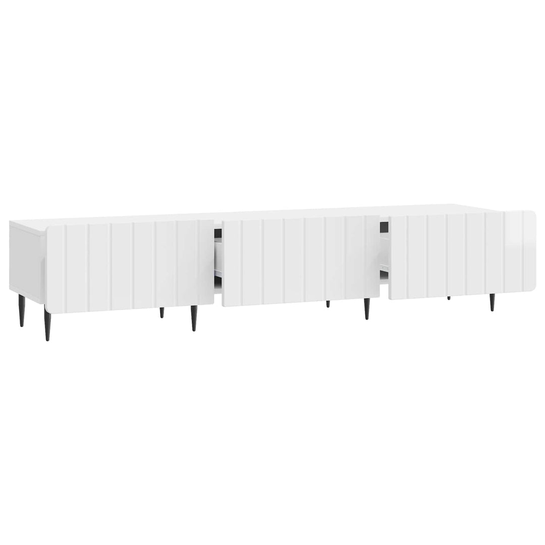 TV-skab Hvid højglans 147 x 34,5 x 32 cm Konstrueret træ