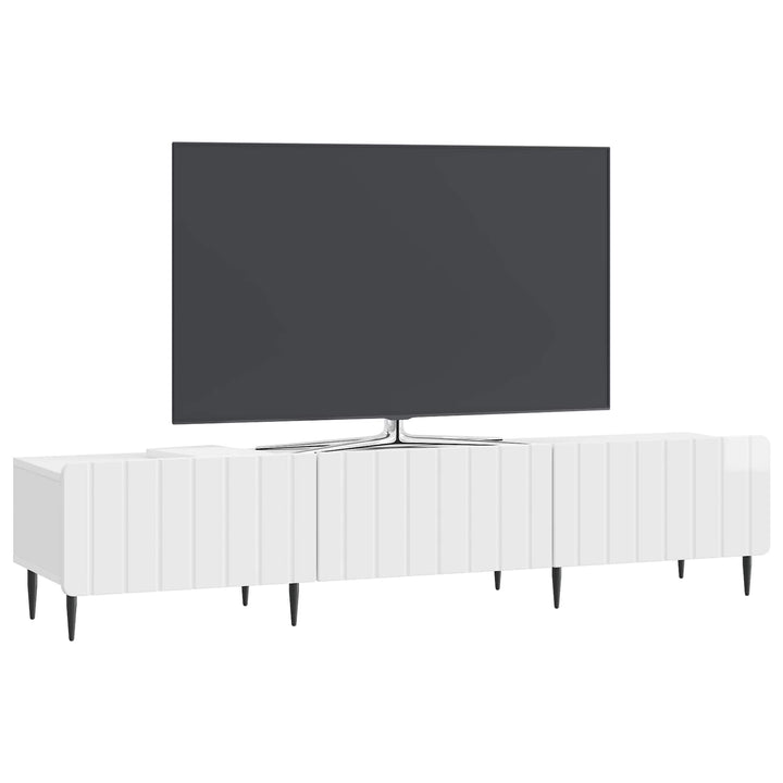 TV-skab Hvid højglans 147 x 34,5 x 32 cm Konstrueret træ
