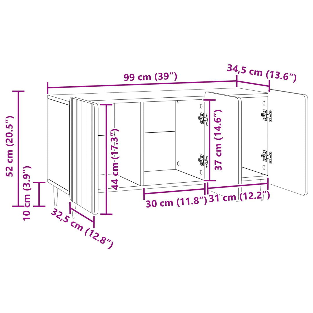 TV-skab 99 x 34,5 x 52 cm Sort Konstrueret træ