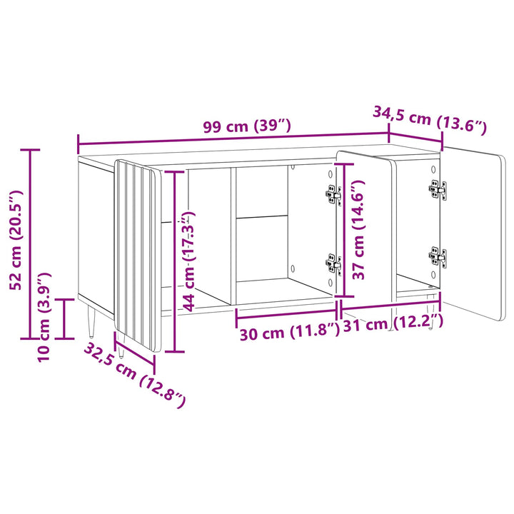 TV-skab 99 x 34,5 x 52 cm Sort Konstrueret træ