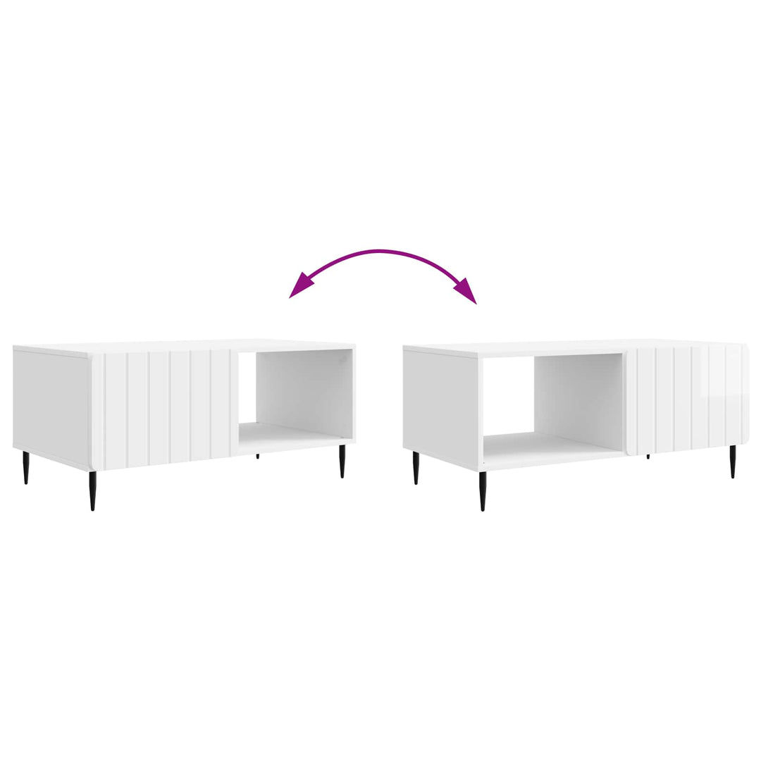Sofabord Hvid højglans 90 x 50 x 40 cm Konstrueret træ