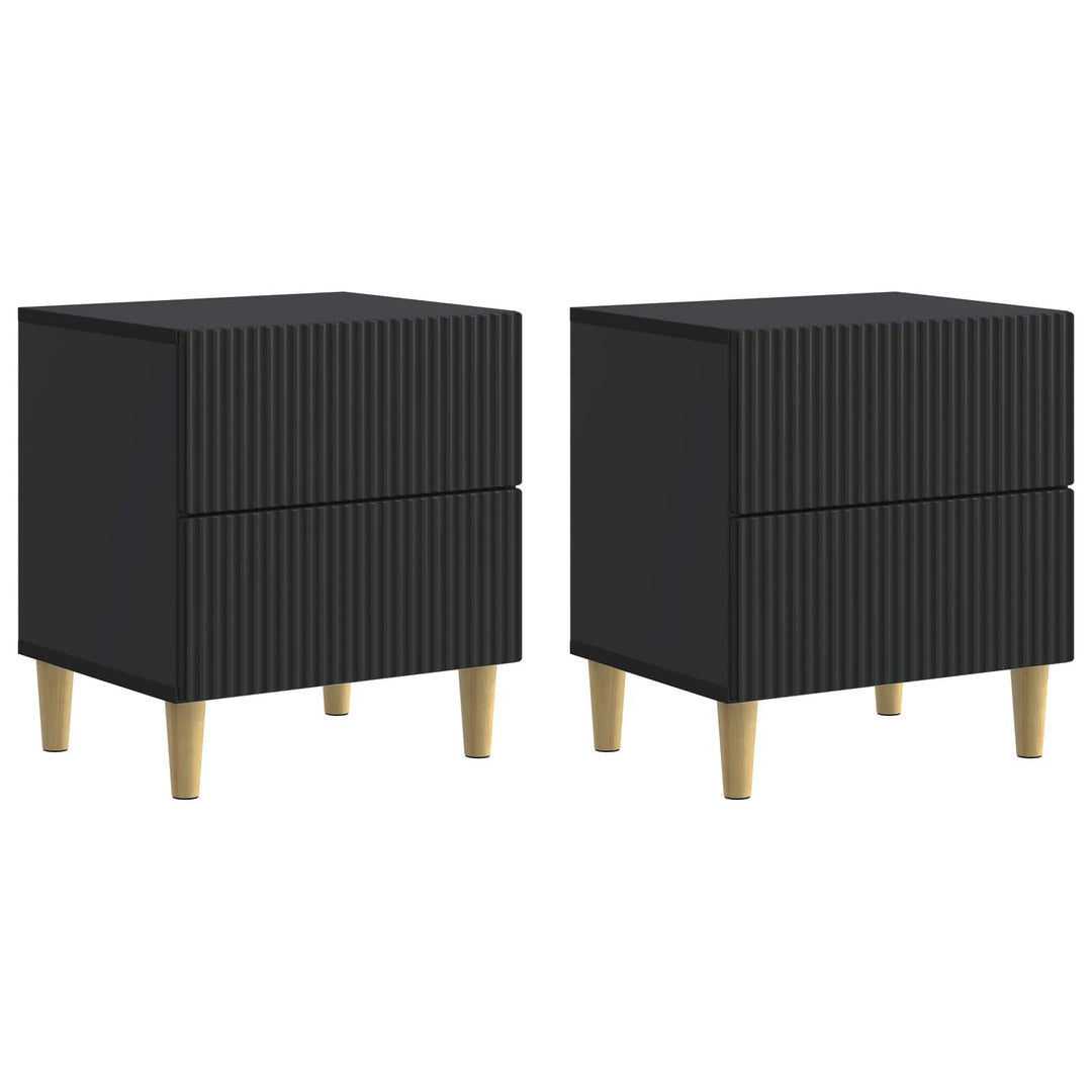 Natskab med skuffe 2 pcs Sort 43 x 34,5 x 48 cm Konstrueret træ
