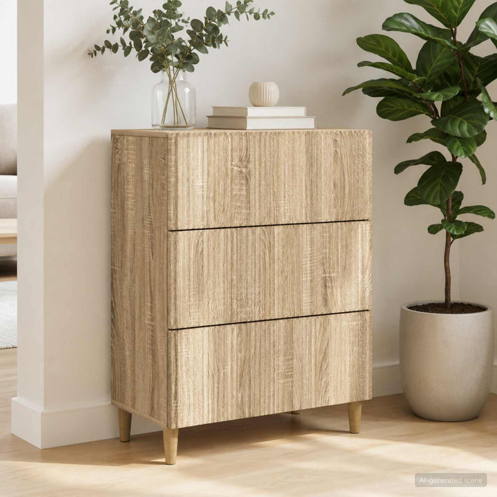Skuffeskab Sonoma-eg 66 x 34,5 x 90 cm Konstrueret træ