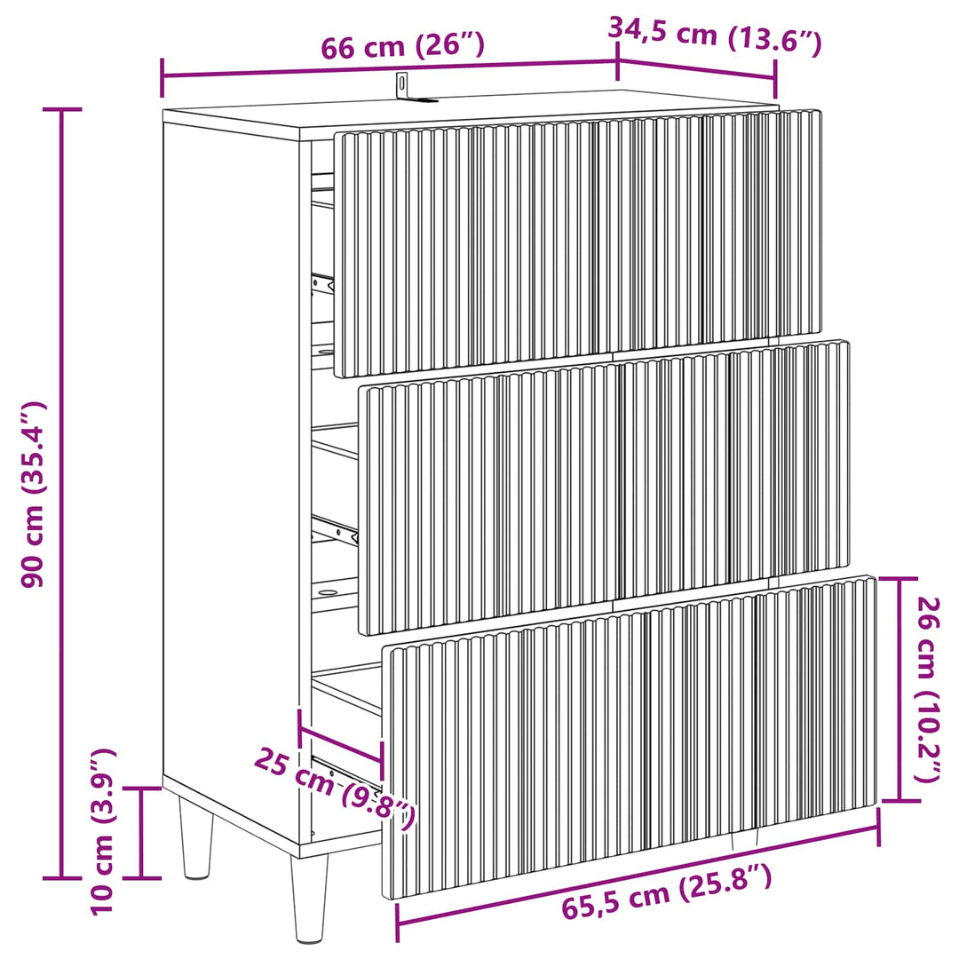 Skuffeskab Betongrå 66 x 34,5 x 90 cm Konstrueret træ