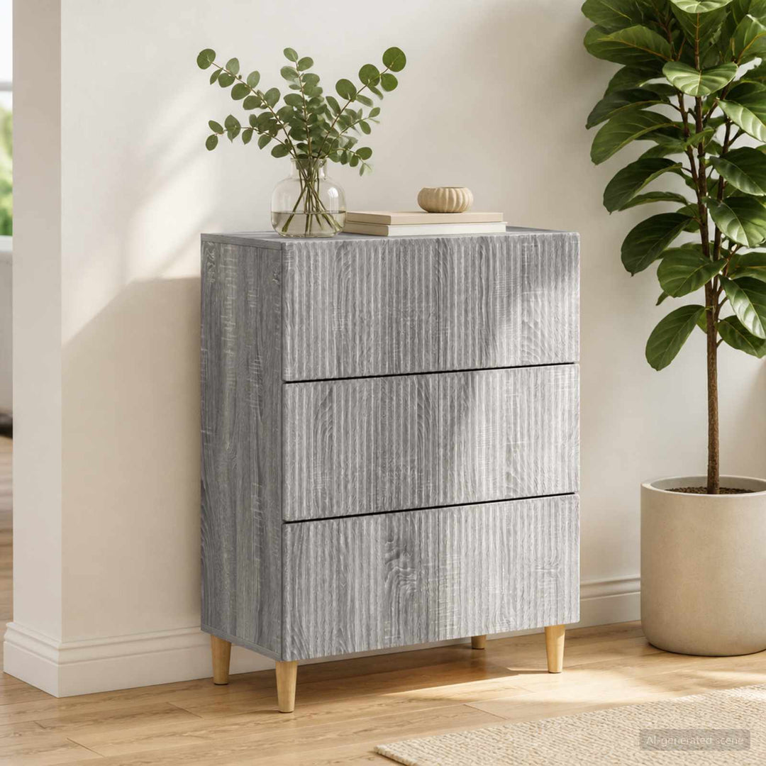 Skuffeskab 66 x 34,5 x 90 cm Konstrueret træ Grå sonoma-eg
