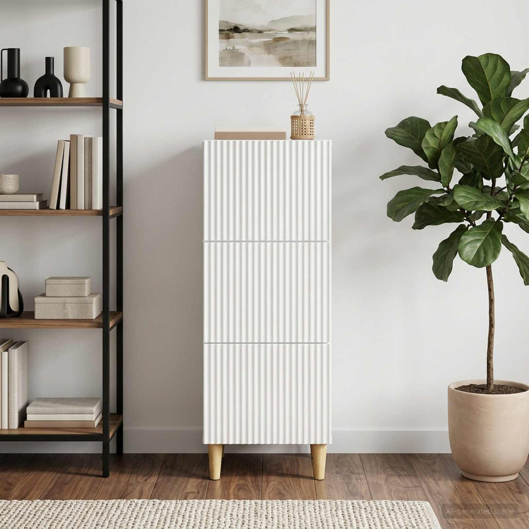 Skuffeskab Hvid højglans 33 x 34,5 x 90 cm Konstrueret træ