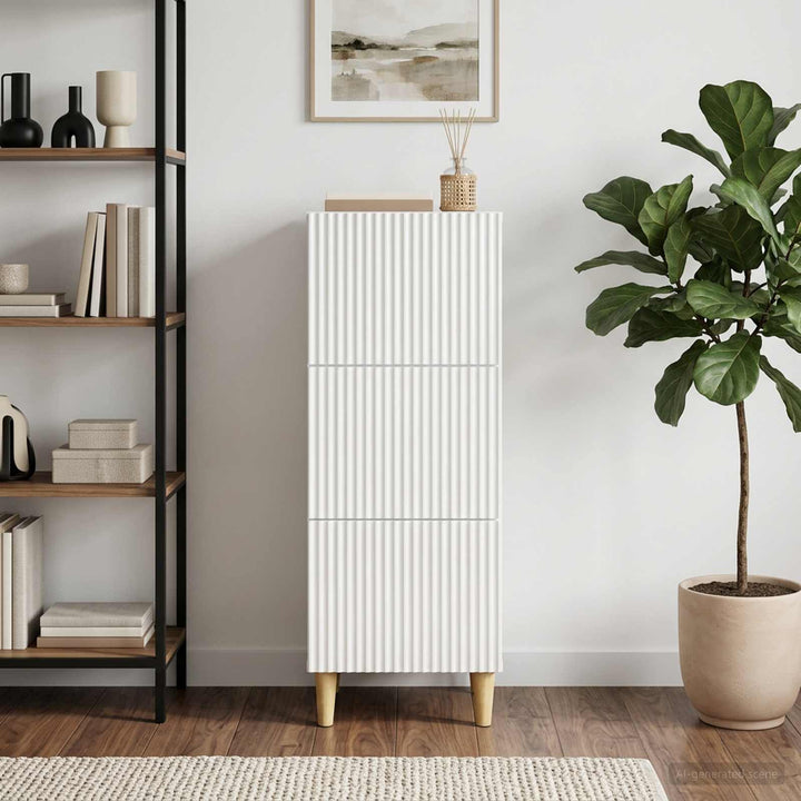 Skuffeskab Hvid højglans 33 x 34,5 x 90 cm Konstrueret træ