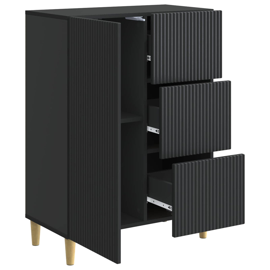 Sideboard med skuffe Sort 66 x 34,5 x 90 cm Konstrueret træ