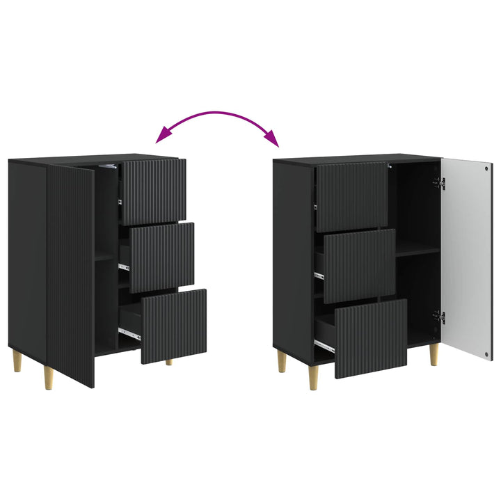 Sideboard med skuffe Sort 66 x 34,5 x 90 cm Konstrueret træ