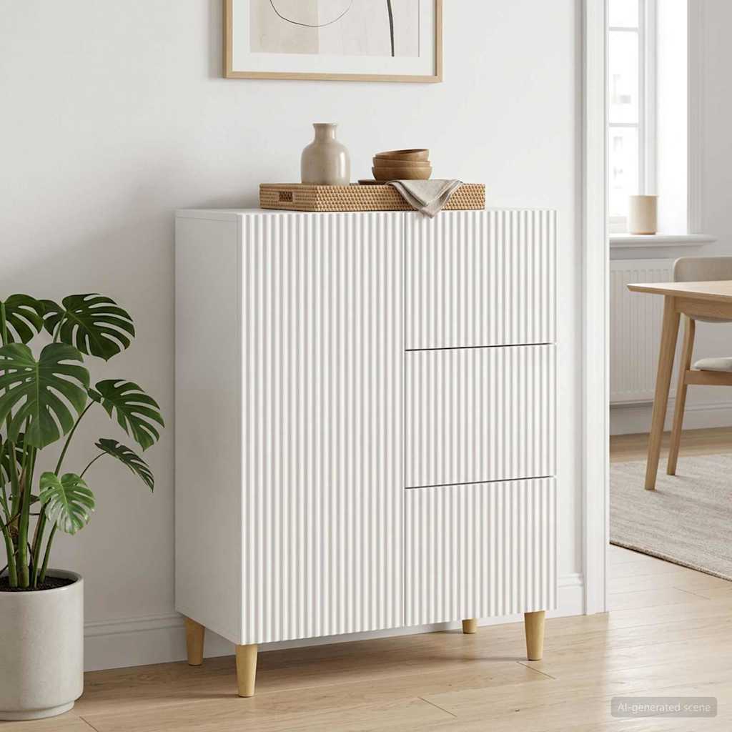 Sideboard Hvid højglans 66 x 34,5 x 90 cm Konstrueret træ