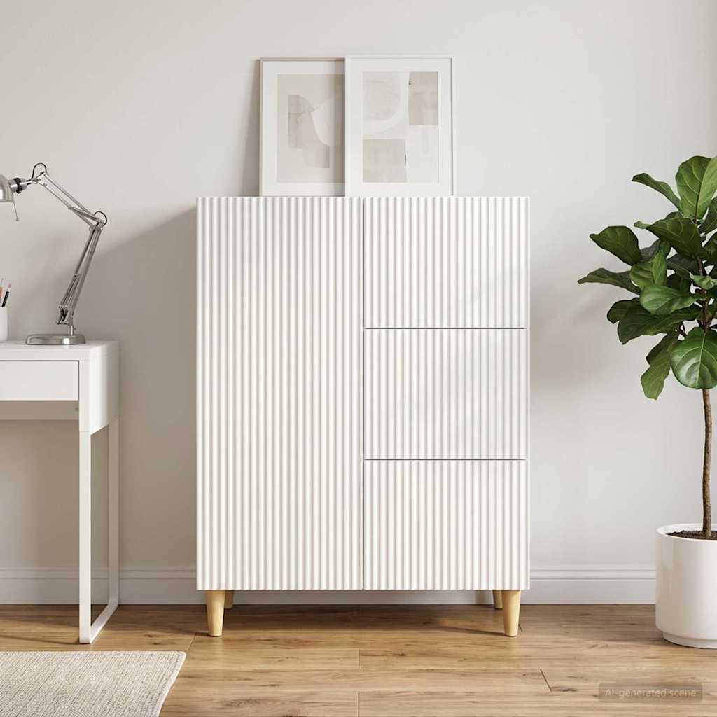 Sideboard Hvid højglans 66 x 34,5 x 90 cm Konstrueret træ