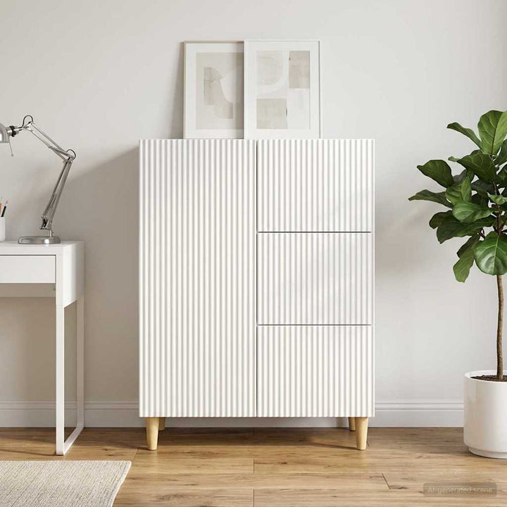 Sideboard Hvid højglans 66 x 34,5 x 90 cm Konstrueret træ