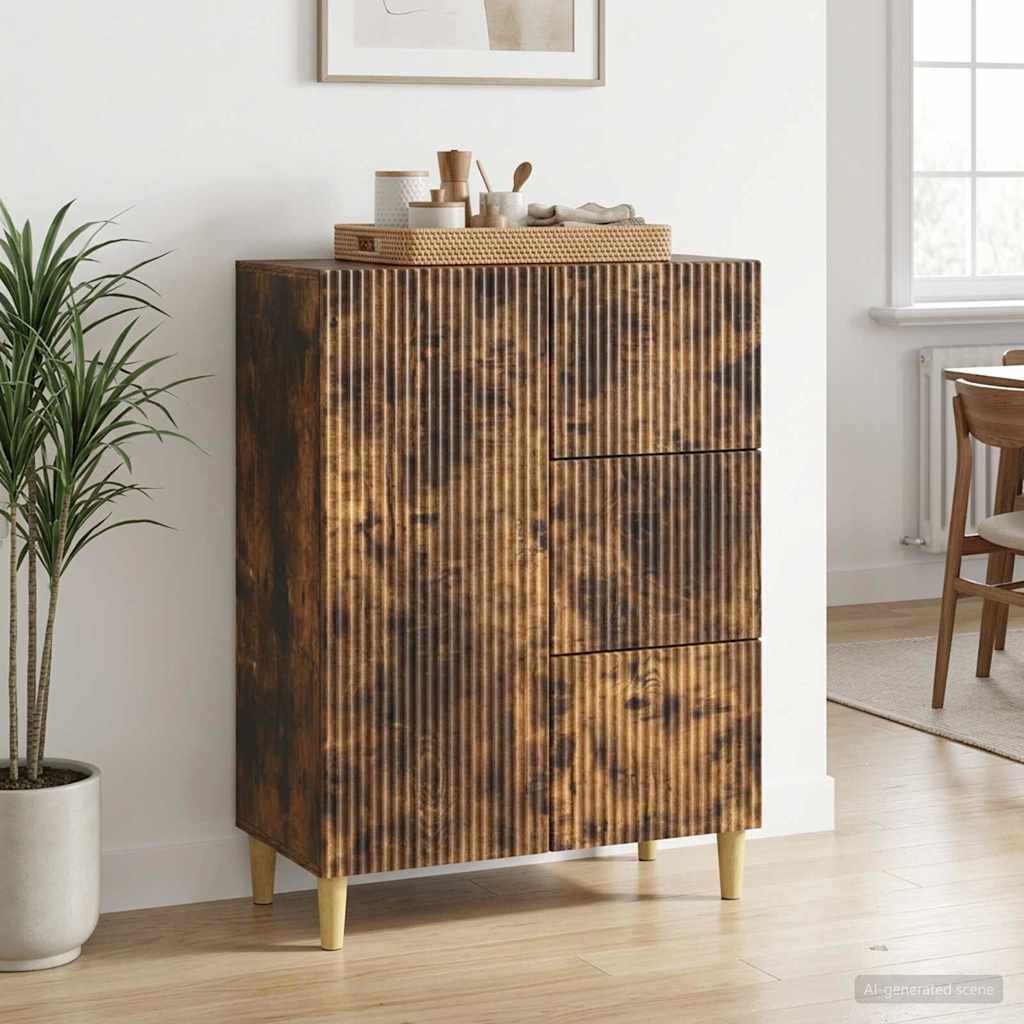 Sideboard med skuffe Røget eg 66 x 34,5 x 90 cm Konstrueret træ