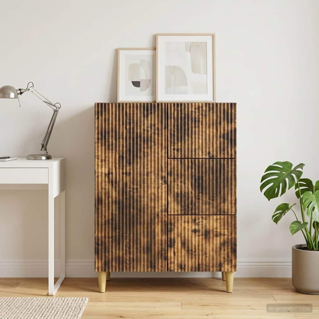 Sideboard med skuffe Røget eg 66 x 34,5 x 90 cm Konstrueret træ