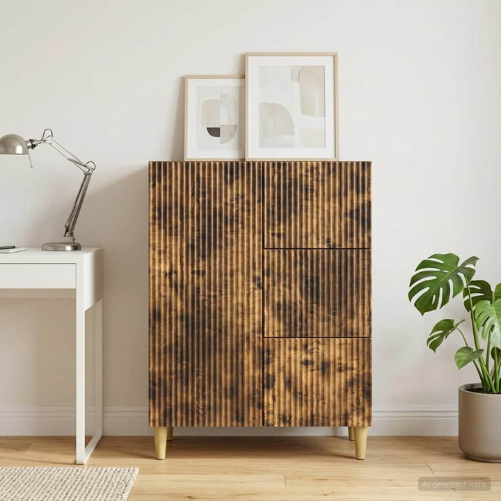 Sideboard med skuffe Røget eg 66 x 34,5 x 90 cm Konstrueret træ