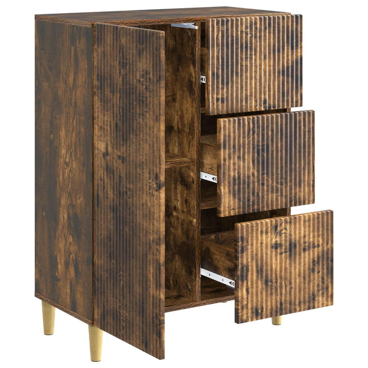 Sideboard med skuffe Røget eg 66 x 34,5 x 90 cm Konstrueret træ