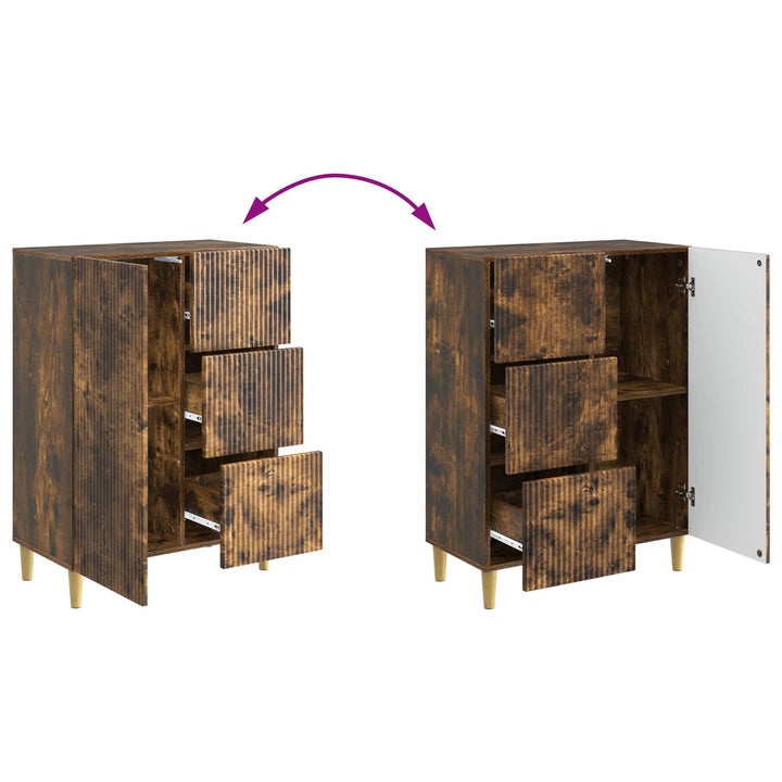 Sideboard med skuffe Røget eg 66 x 34,5 x 90 cm Konstrueret træ