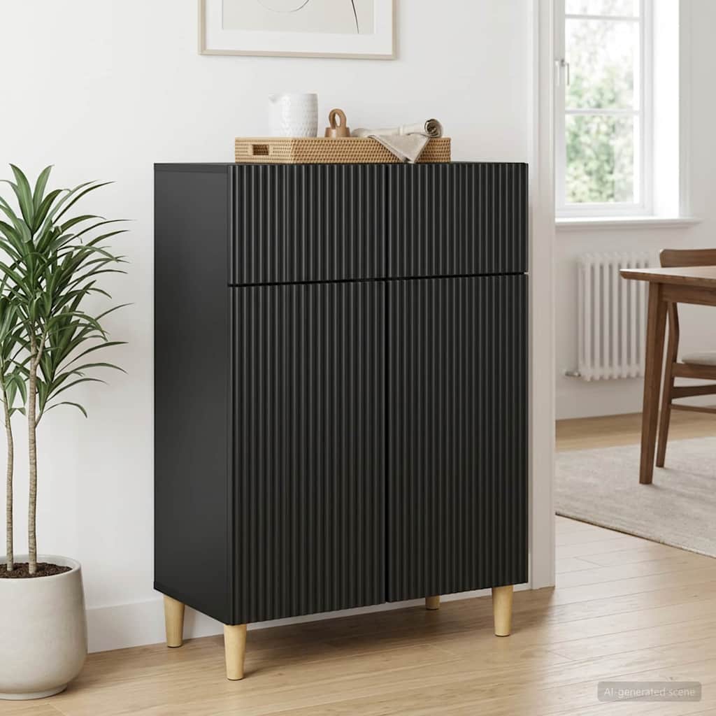 Sideboard med skuffe Sort 66 x 34,5 x 90 cm Konstrueret træ